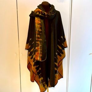 Wool cape and scarf/sash tie dye by an artist